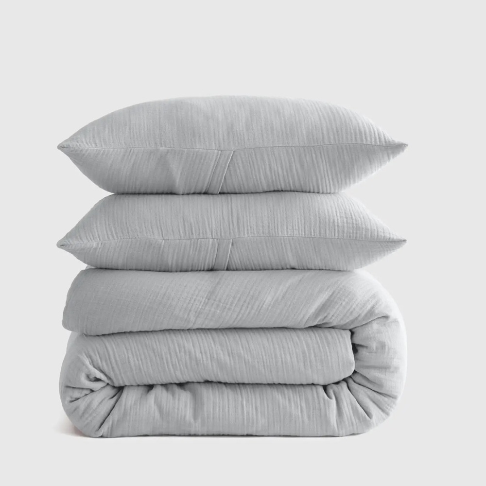 NWT QUINCE Organic Airy Gauze Duvet Cover Set Mist King/Cal King